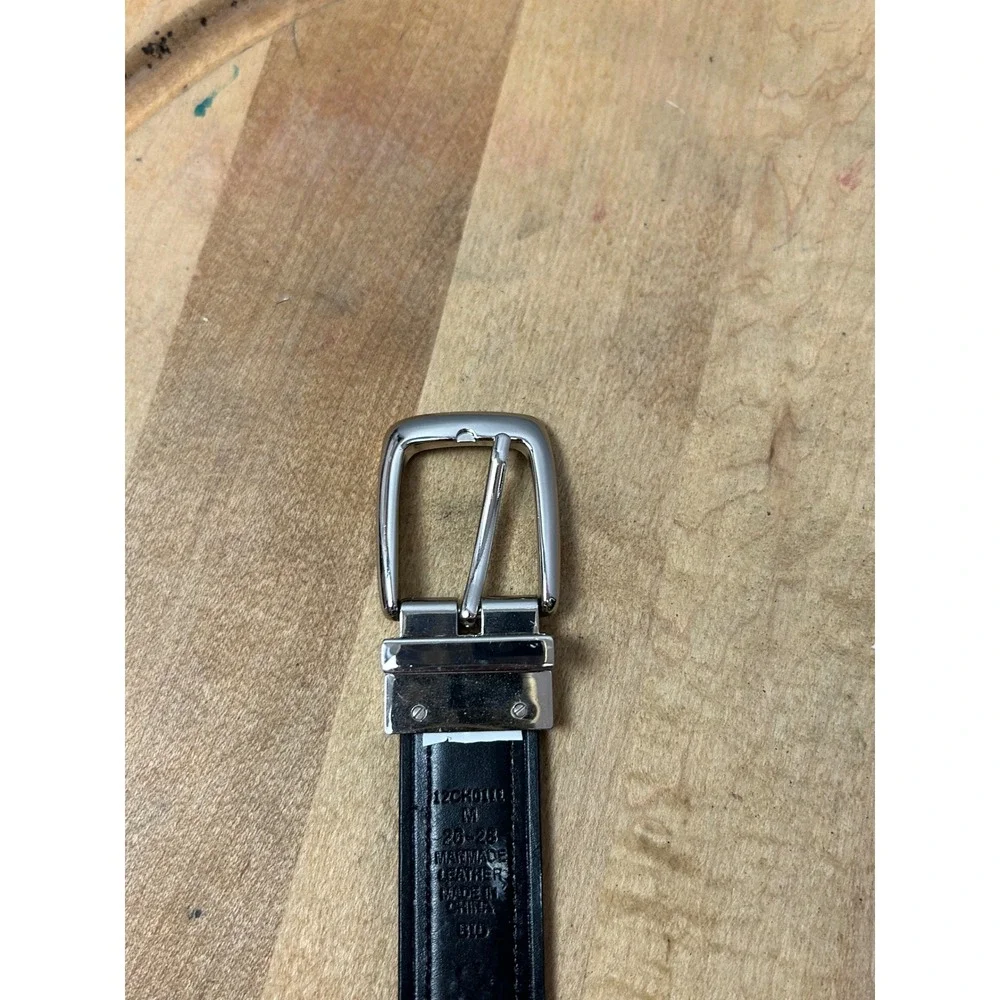 Chaps Belt Boys M‎ Black Brown Reversible Manmade Leather 12CH0111 Silver Buckle